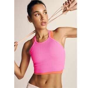 Happiness Runs Long Crop - hot pink